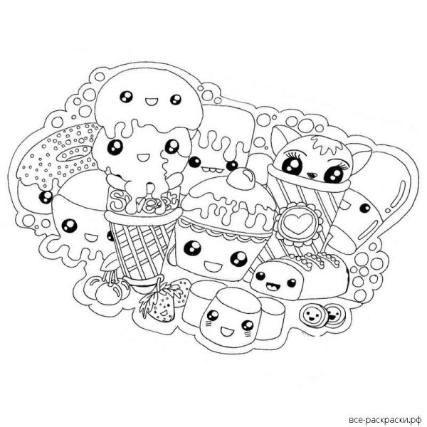 Раскраски для девочек милые сладости
