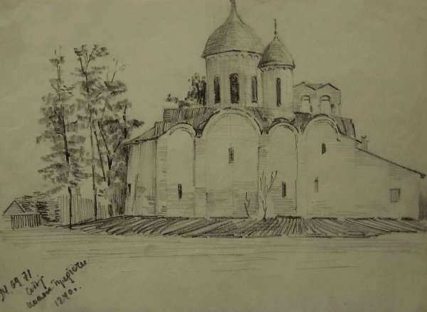 Троицкий собор рисование Псков