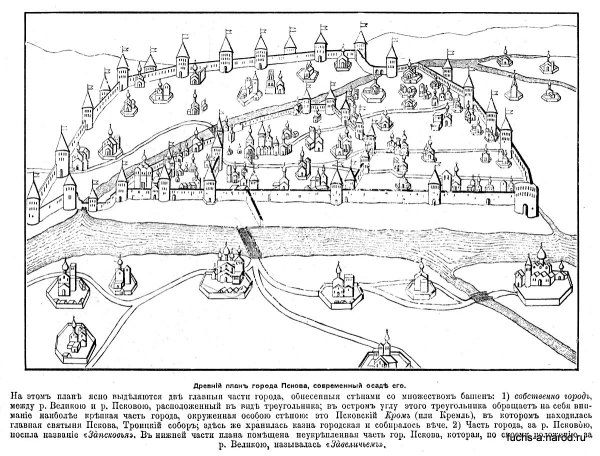 План древнего города Пскова