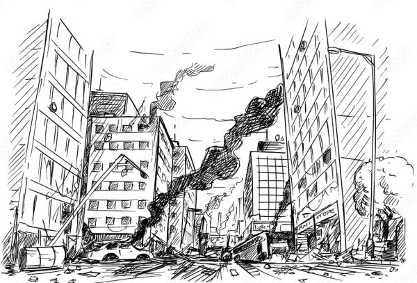 Разрушенный город скетч