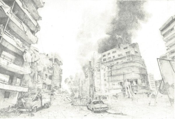 Разрушенное здание рисунок