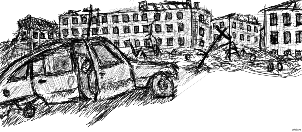 Разрушенный город эскиз