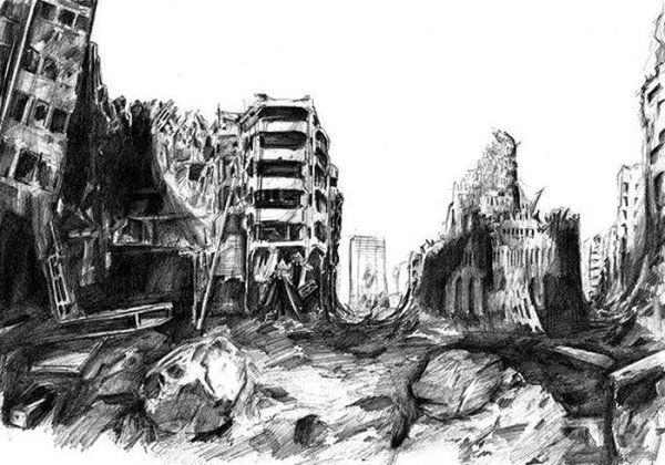 Зарисовки разрушенного здания