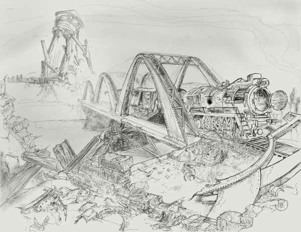 Разрушенный город эскиз