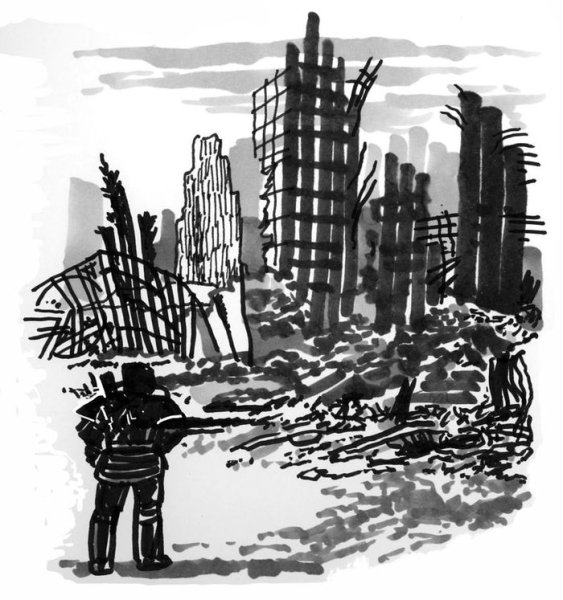 Разрушенный город Графика