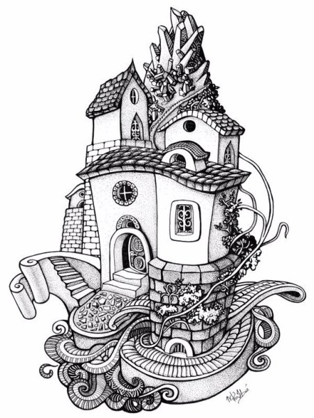 Сказочный домик в графике
