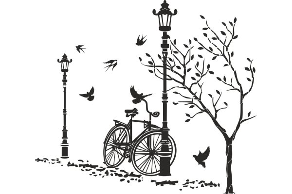 Трафарет скамейка и фонарь