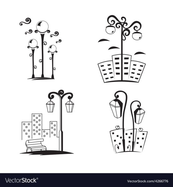 Раскраски фонари на улицах и парках