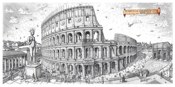 Колизей черно белая Графика