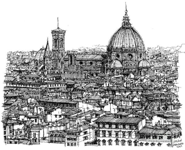 Санта-Мария-дель-Фьоре Флоренция зарисовка