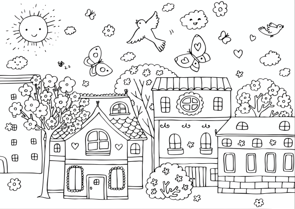 Дом раскраска