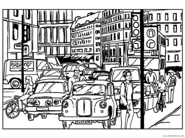 Раскраска улицы города для детей