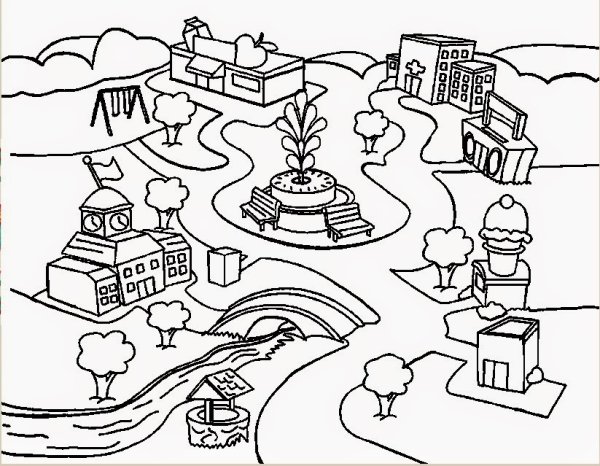 Карта города раскраска для детей