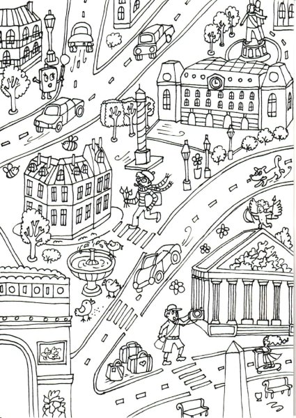 Раскраска город для детей