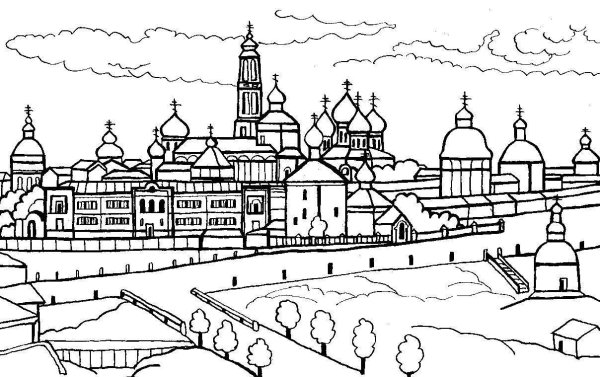 Троице-Сергиева Лавра Сергиев Посад раскраска