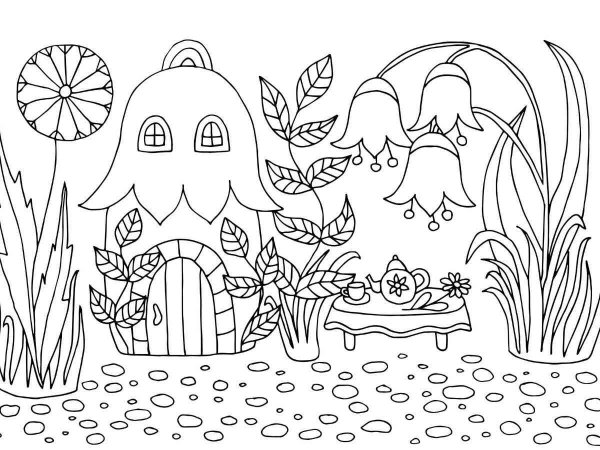 Цветочный город для раскрашивания