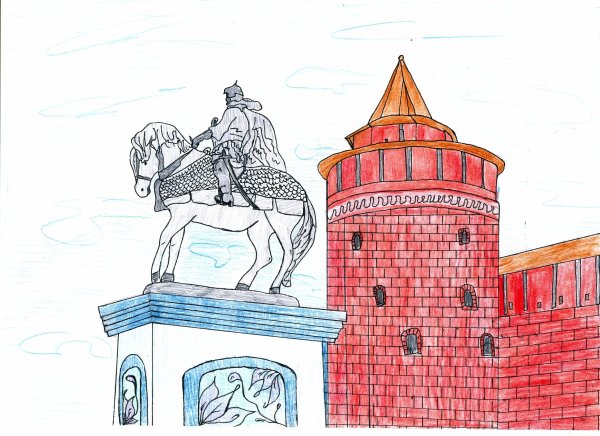 Маринкина башня в Коломне рисунок карандашом