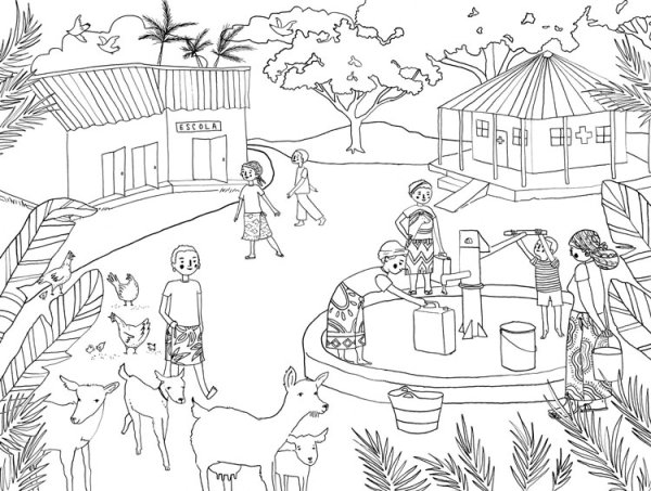 Город и деревня раскраска для детей