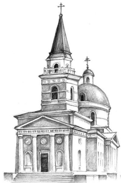 Никольский казачий собор Омск рисунок