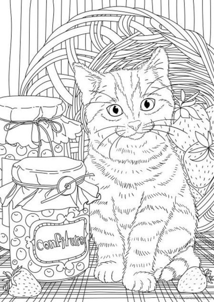 Раскраска котята в корзинке