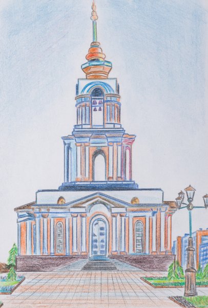 Казанский собор рисунок карандашом