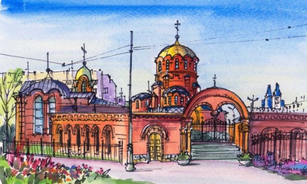 Эскиз собора Александра Невского Новосибирска