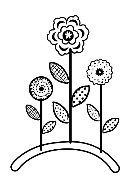 Раскраска цветы на клумбе