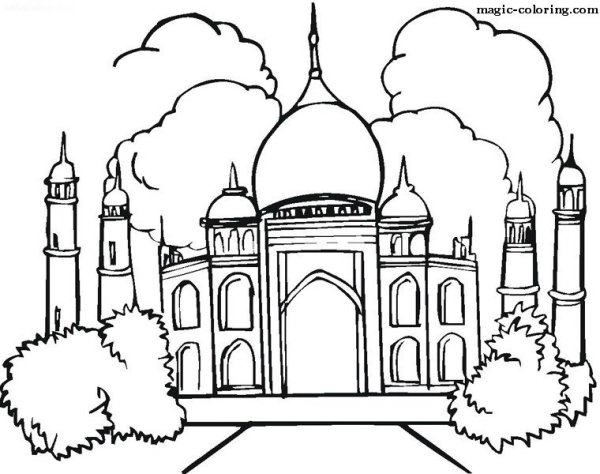 Раскраска храм Тадж Махал Индия