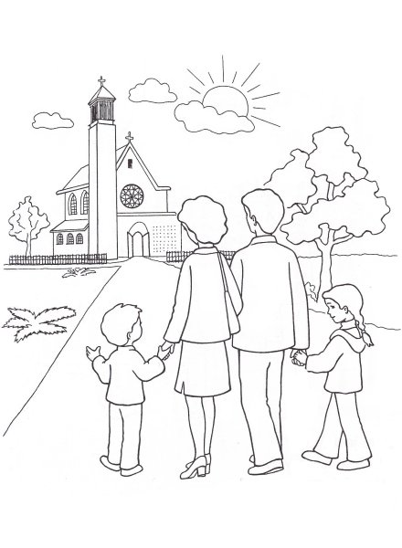 Раскраска школа и Церковь