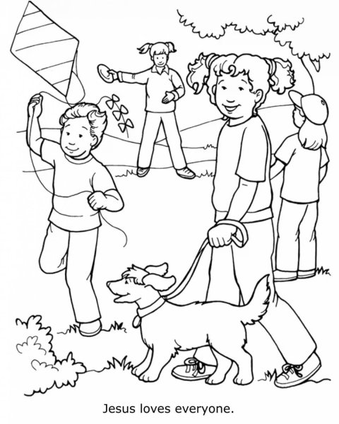 Раскраска семья на прогулке