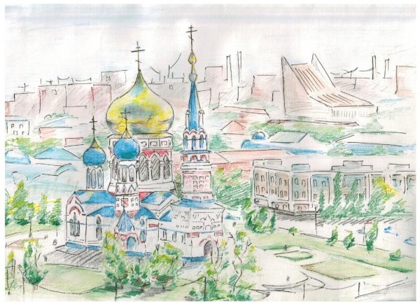 Успенский собор Омск нарисовать