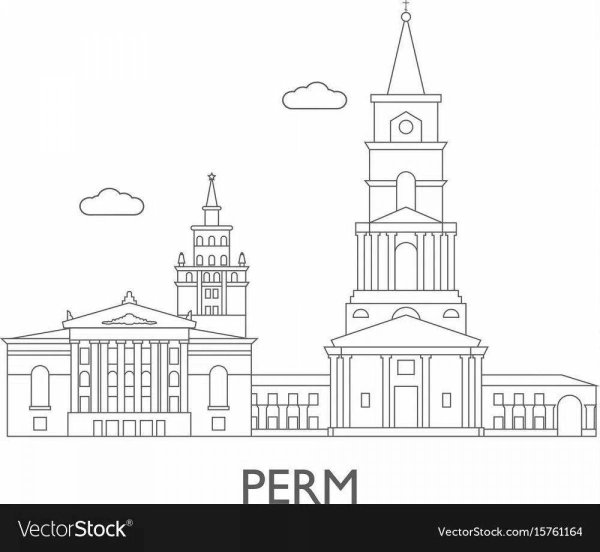 Достопримечательности Перми силуэт