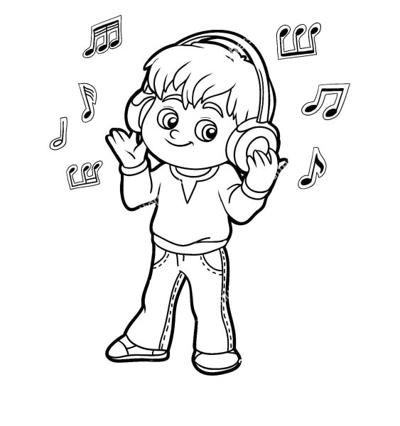Раскраска ребенок в наушниках