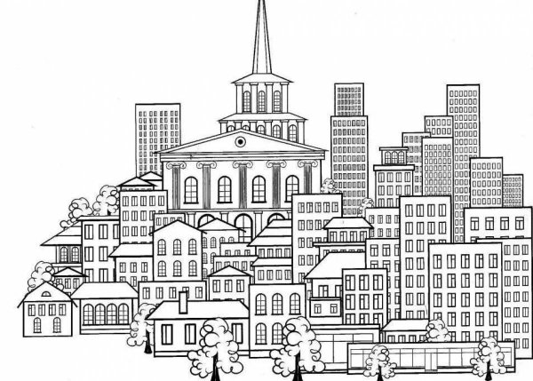 Контурное изображение города