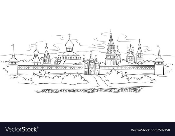 Ипатьевский монастырь Кострома рисунок вектор