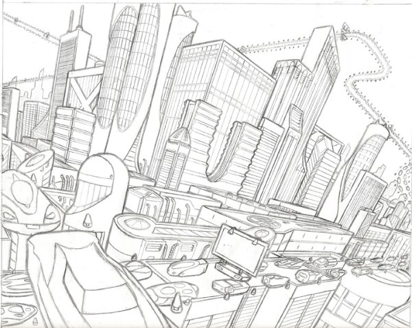 Эскиз макет город будущего