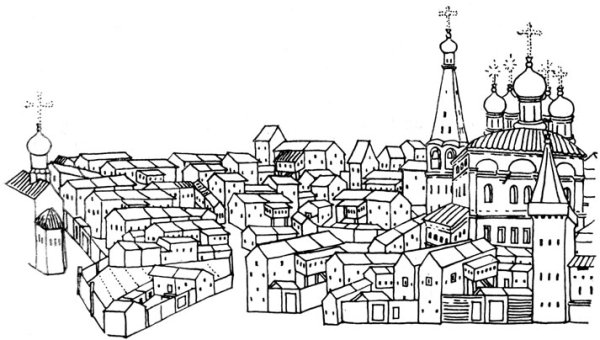 Раскраска древний город Руси для детей