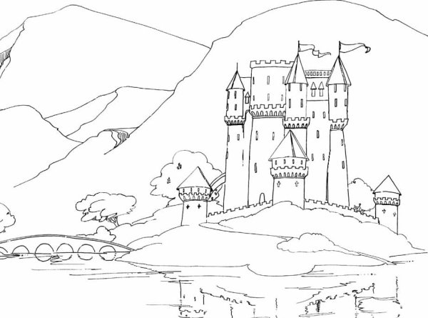 Средневековый замок раскраска