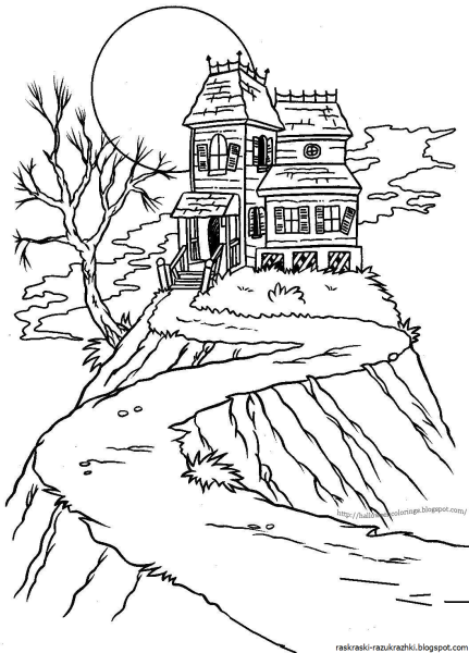 Раскраска дом с привидениями