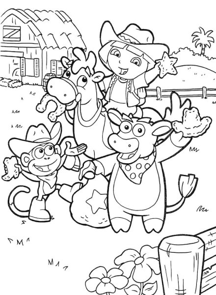 Раскраски Даша путешественница в городе