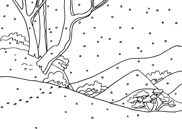 Раскраска зима пейзаж