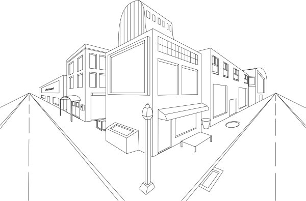 Рисование улицы в перспективе