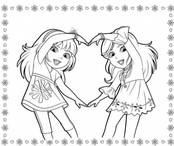 Подружки раскраска для детей