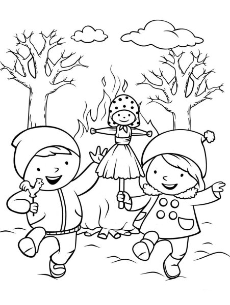 Проводы зимы раскраска для детей