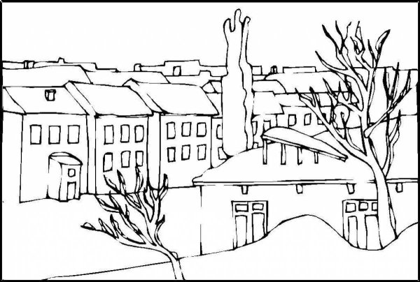 Городской пейзаж раскраска