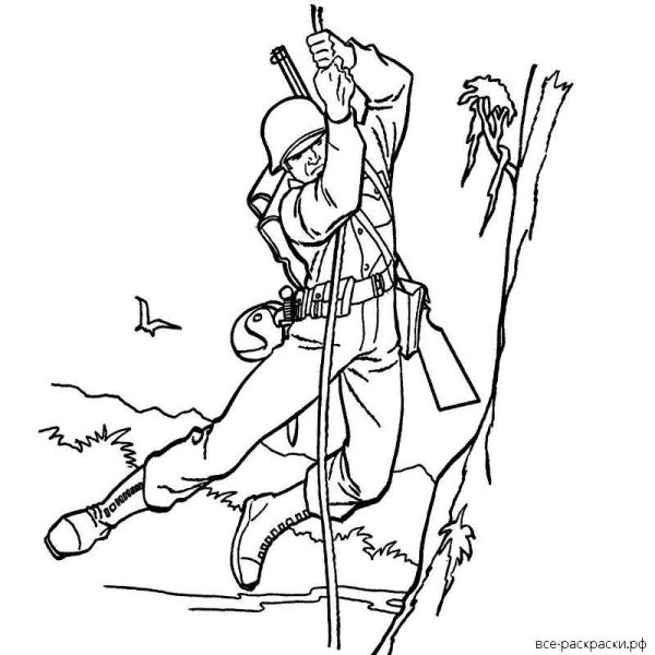 Раскраска солдаты на войне