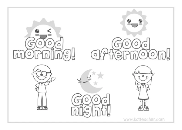 Приветствие на английском для детей раскраска