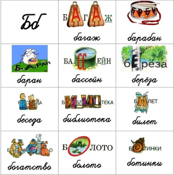 Словарные слова в картинках