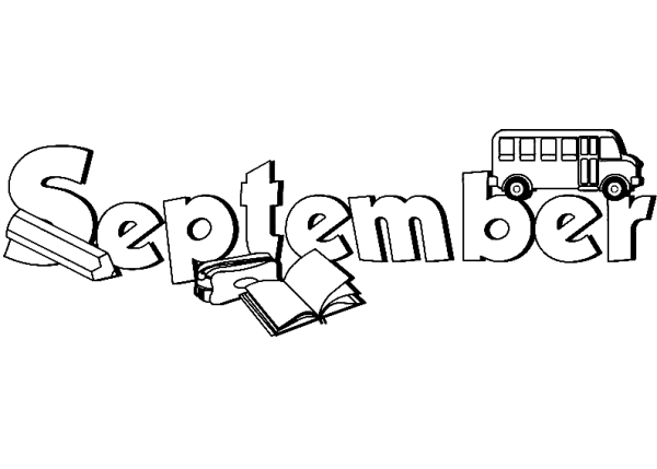 Сентябрь надпись раскраска