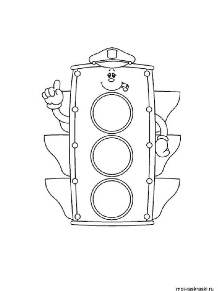 Светофор раскраска для детей 3-4 лет